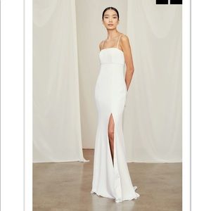 Amsale Bray Dress in FAWN color